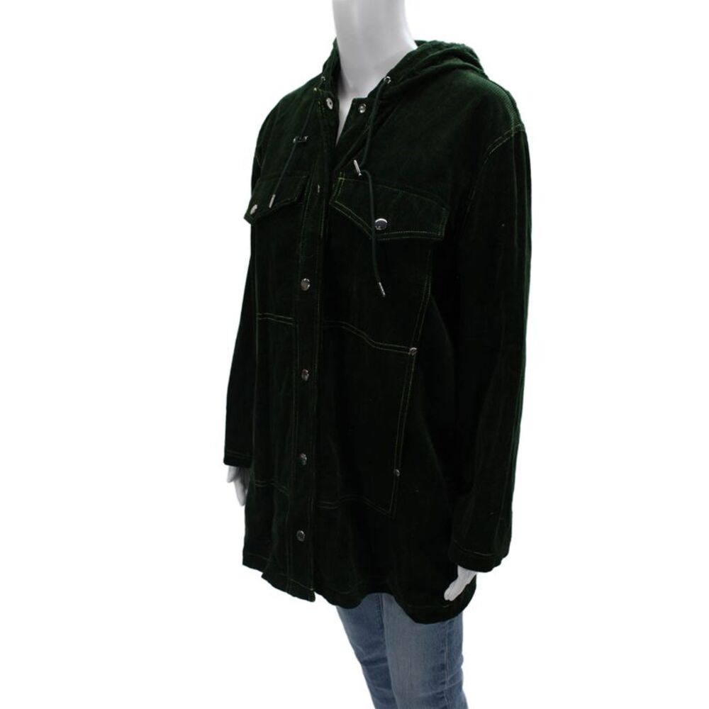 Alexa Chung Unisex Green Cotton Button Front Solid Fall Jacket Size 10 - Picture 3 of 7